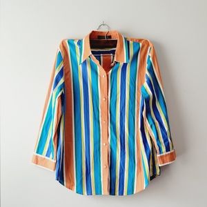 Ralph Lauren multicolor stripped color button up top size L